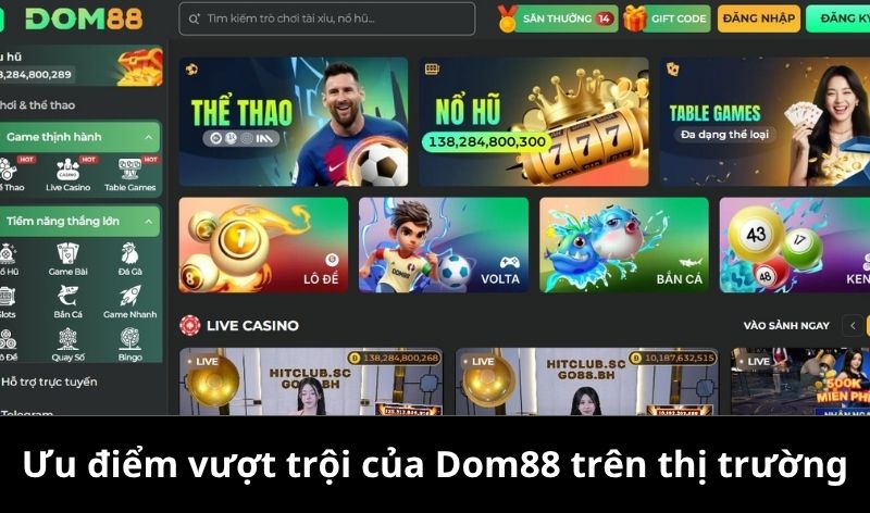 Các ưu điểm vượt trội Dom88