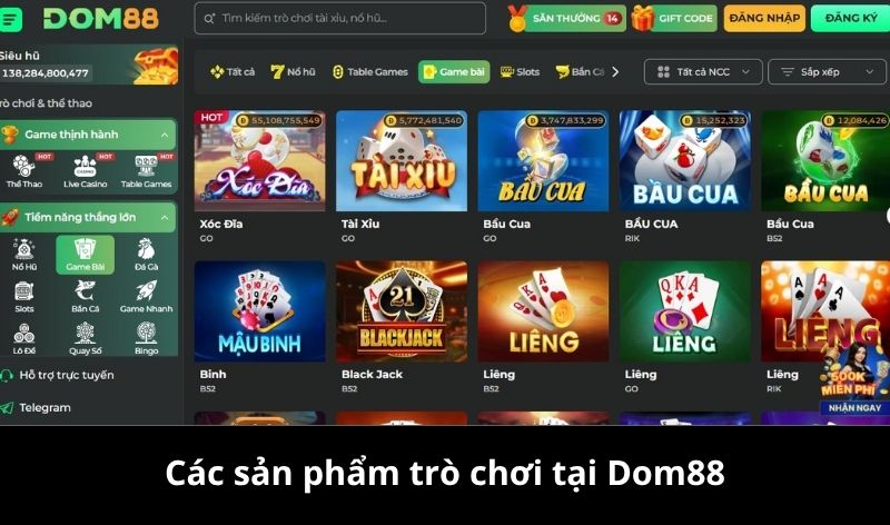 Kho trò chơi tuyệt đỉnh Dom88