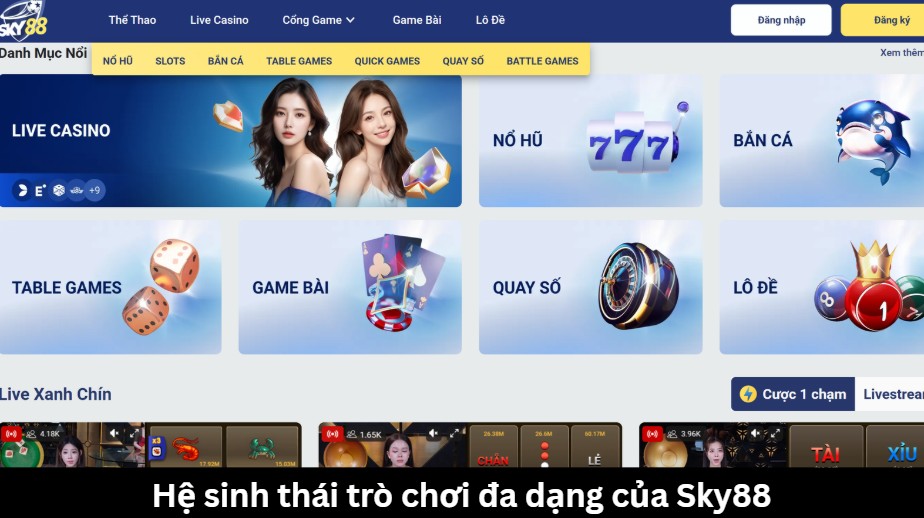 Hệ sinh thái trò chơi đa dạng của Sky88